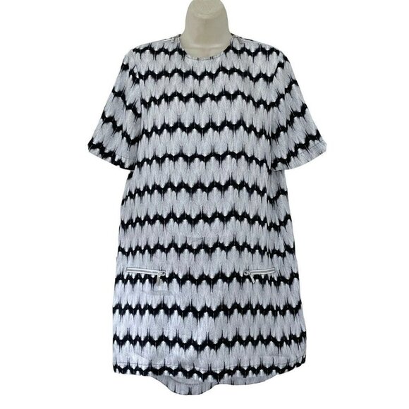 Thomas Wylde Women's Sz Small Black & White Spiderweb Print Silk Dress Pockets - Picture 1 of 8